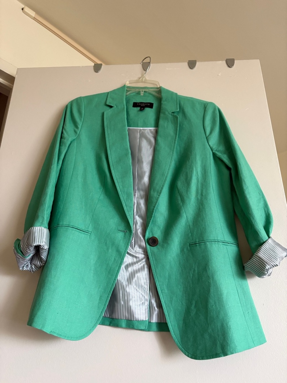 Talbots linen Single-Button Blazer - Picture 3 of 13